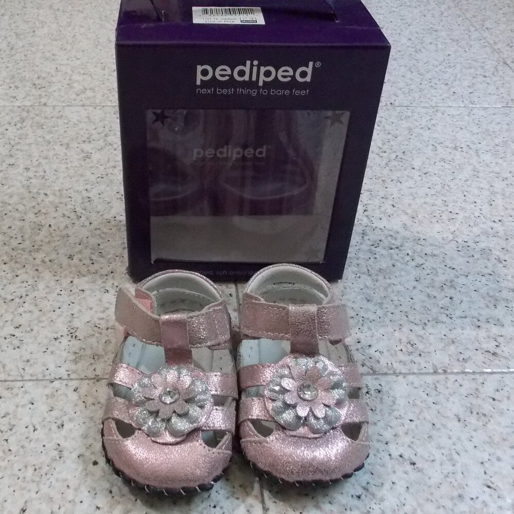 NWB PEDIPED Infant sandal soft soled leather 1739 EMME PINK summer flower